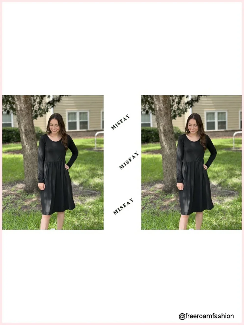 Long Sleeve Midi Dress Loose with Pockets Casual Soft Stretchy Knit Round Neck